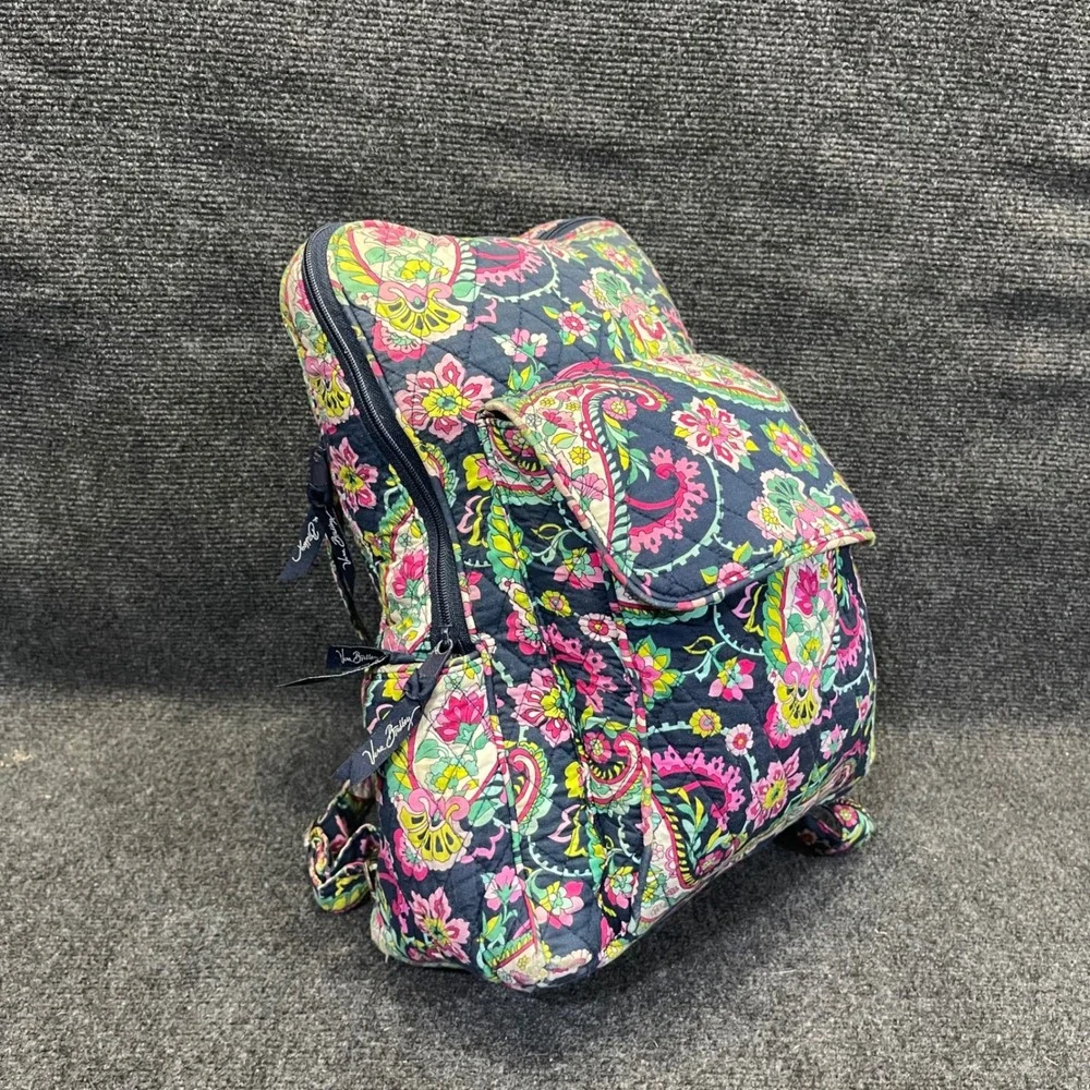 Vera Bradley Petal Paisley Print Travel Bag Womens Large Quilted Campus Backpack